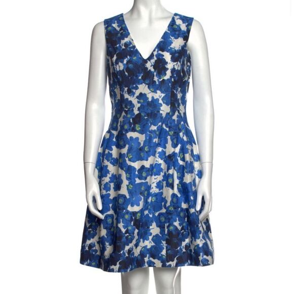 Prabal Gurung Blue and White Floral Sleeveless Dress - Size Medium. A-Line dress - Picture 3 of 10